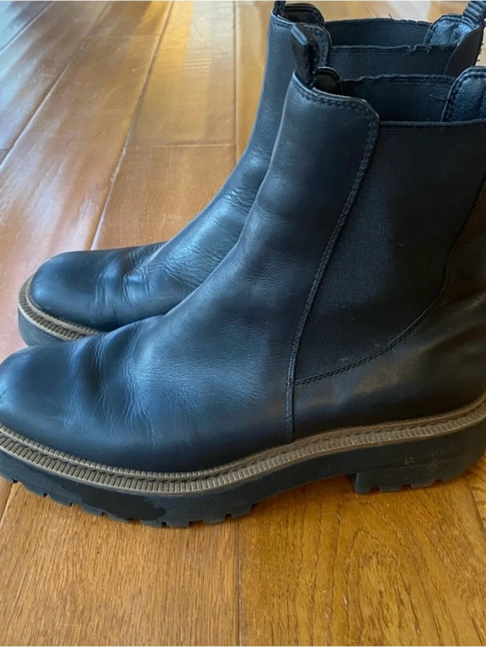 Sam Edelman Black Lug Sole Chelsea Ankle Boots